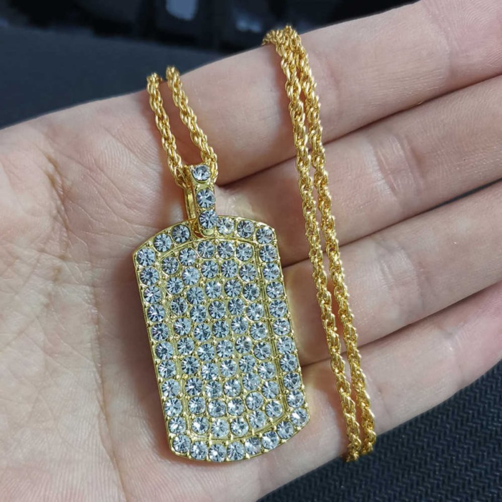 Crystal Dog Tag Pendant - Picture 2 of 6